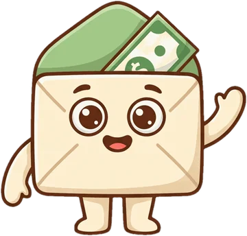 Penny, the envelope mascot, waving